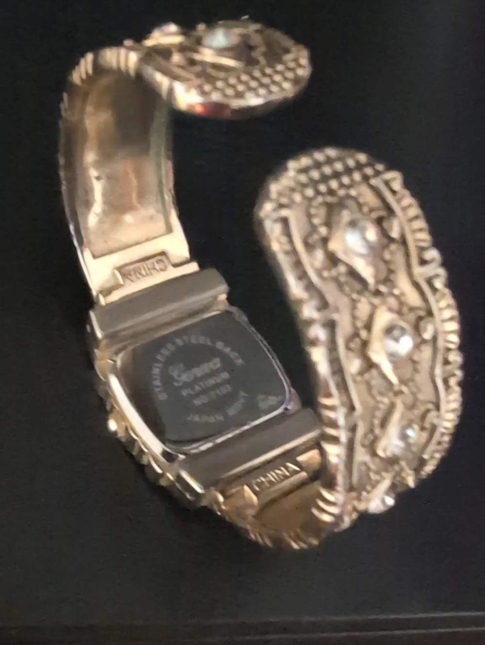 Geneva Gold-Tone Floral Bracelet Watch with Crystal Accents